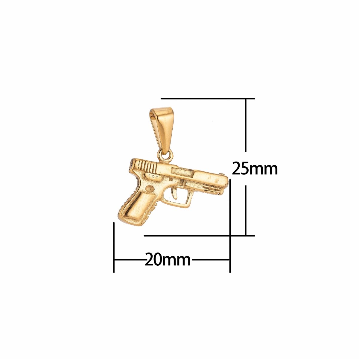 Gold Filled Stainless Steel Gun Pistol Charmp Pendant w/ Bails Findings for Earring Necklace Jewelry Making Supplies J-380 - DLUXCA