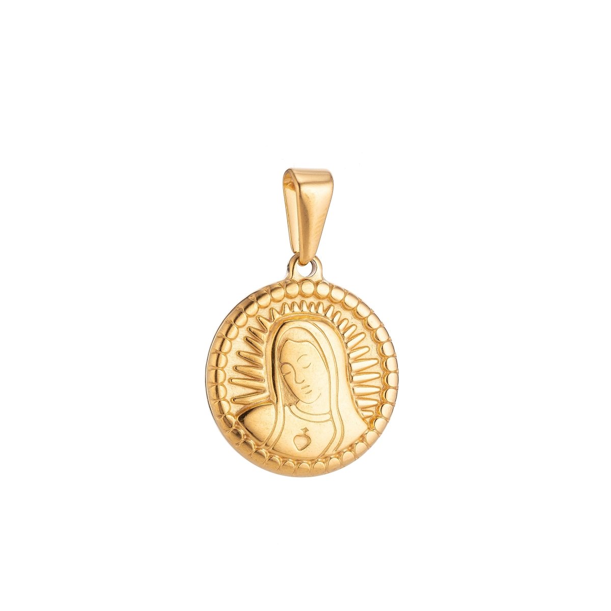 Gold Filled Stainless Steel Mary Mother Jesus Glooming Charm Pendant w/ Bails Findings for Earring Necklace Jewelry Making Supplies J-349 - DLUXCA