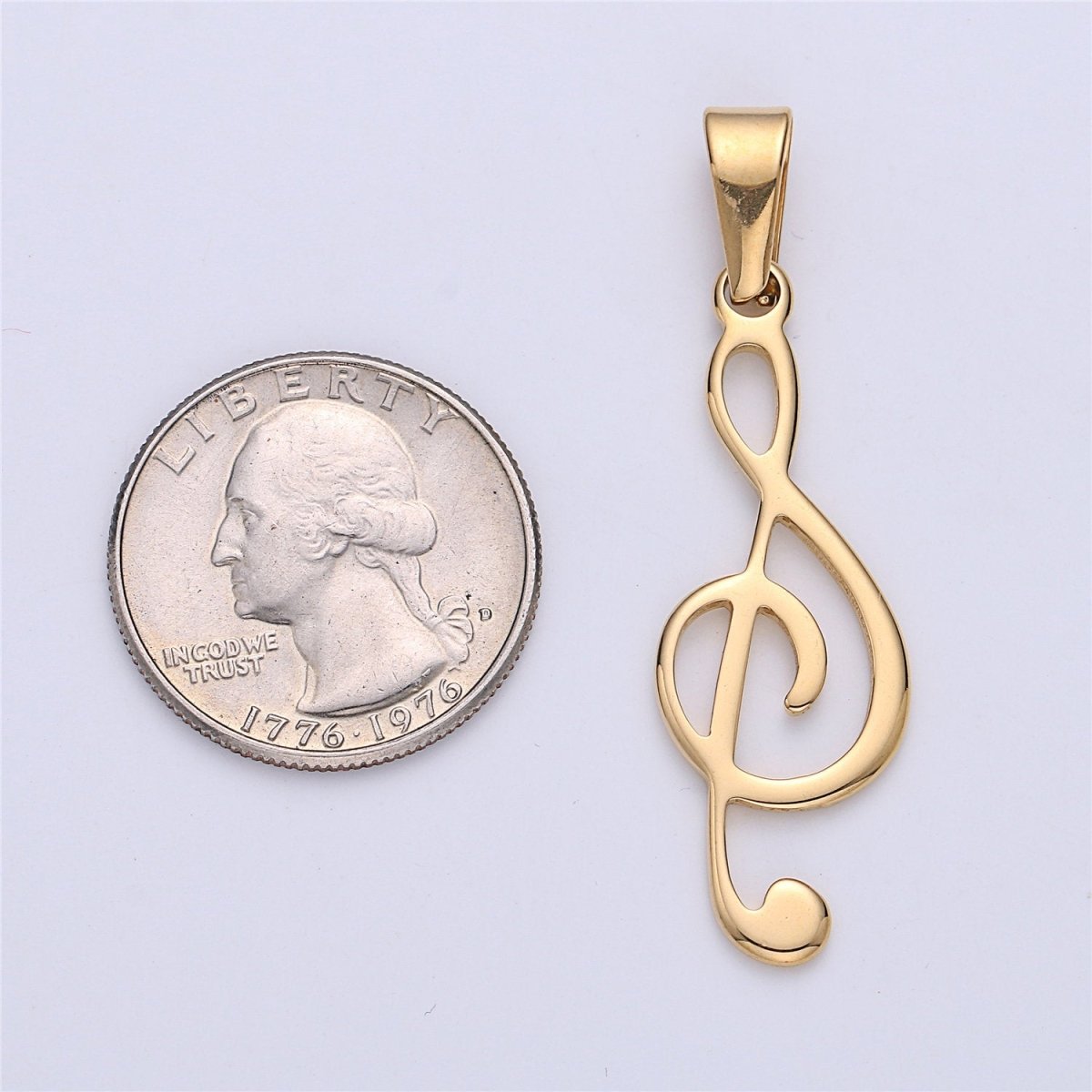 Gold Filled Stainless Steel Musical Note Pendant, Note Charm Music Lovers Gift Jewelry Silver Note Charm for Necklace Bracelet Making J-669 - DLUXCA