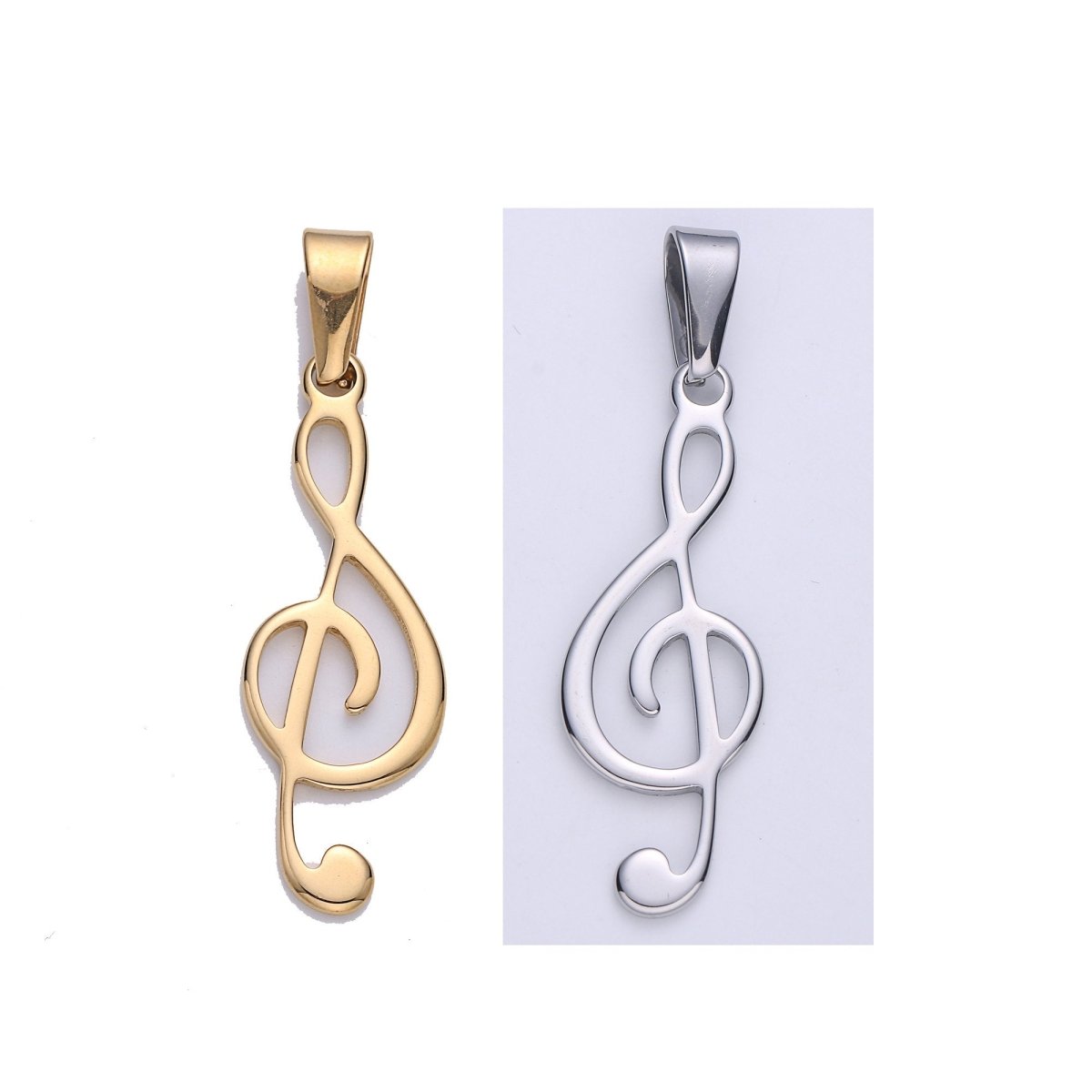 Gold Filled Stainless Steel Musical Note Pendant, Note Charm Music Lovers Gift Jewelry Silver Note Charm for Necklace Bracelet Making J-669 - DLUXCA