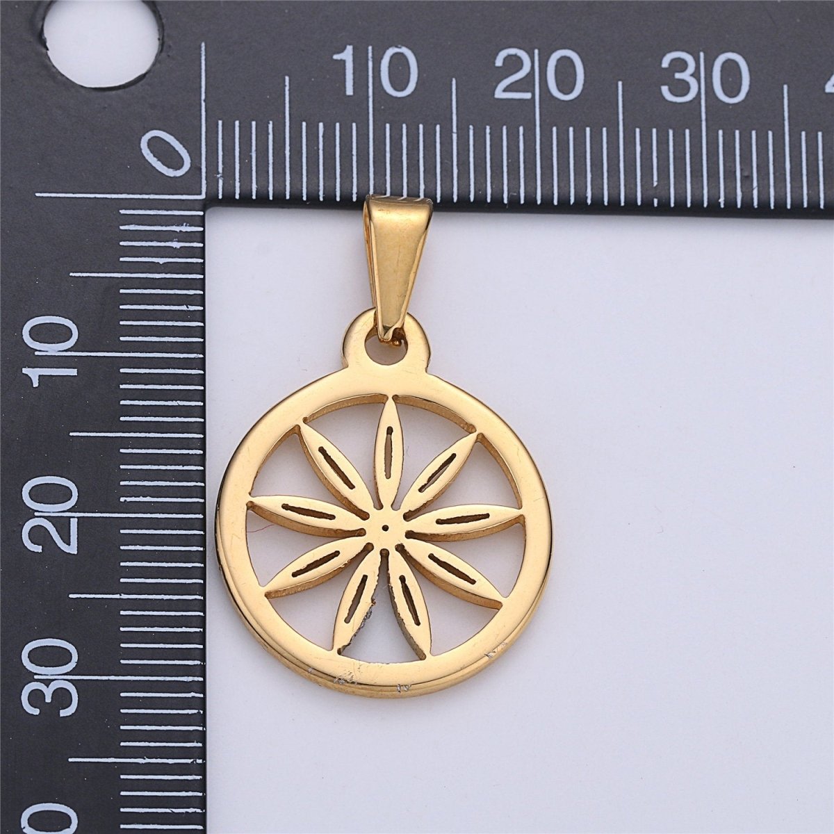 Gold Filled Stainless Steel Sun, Summer Sunshine Charm Pendant with Bails Golden Shiny Sun Necklace Findings for Jewelry Making 30x20mm J-667 - DLUXCA