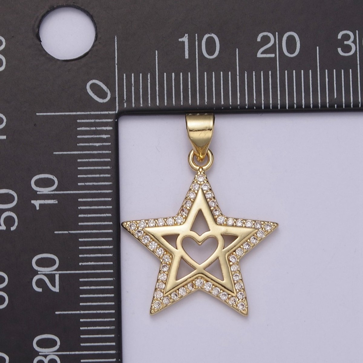 Gold Filled Star charm, Gold Heart pendant Celestial Minimalist Jewelry J-410 - DLUXCA
