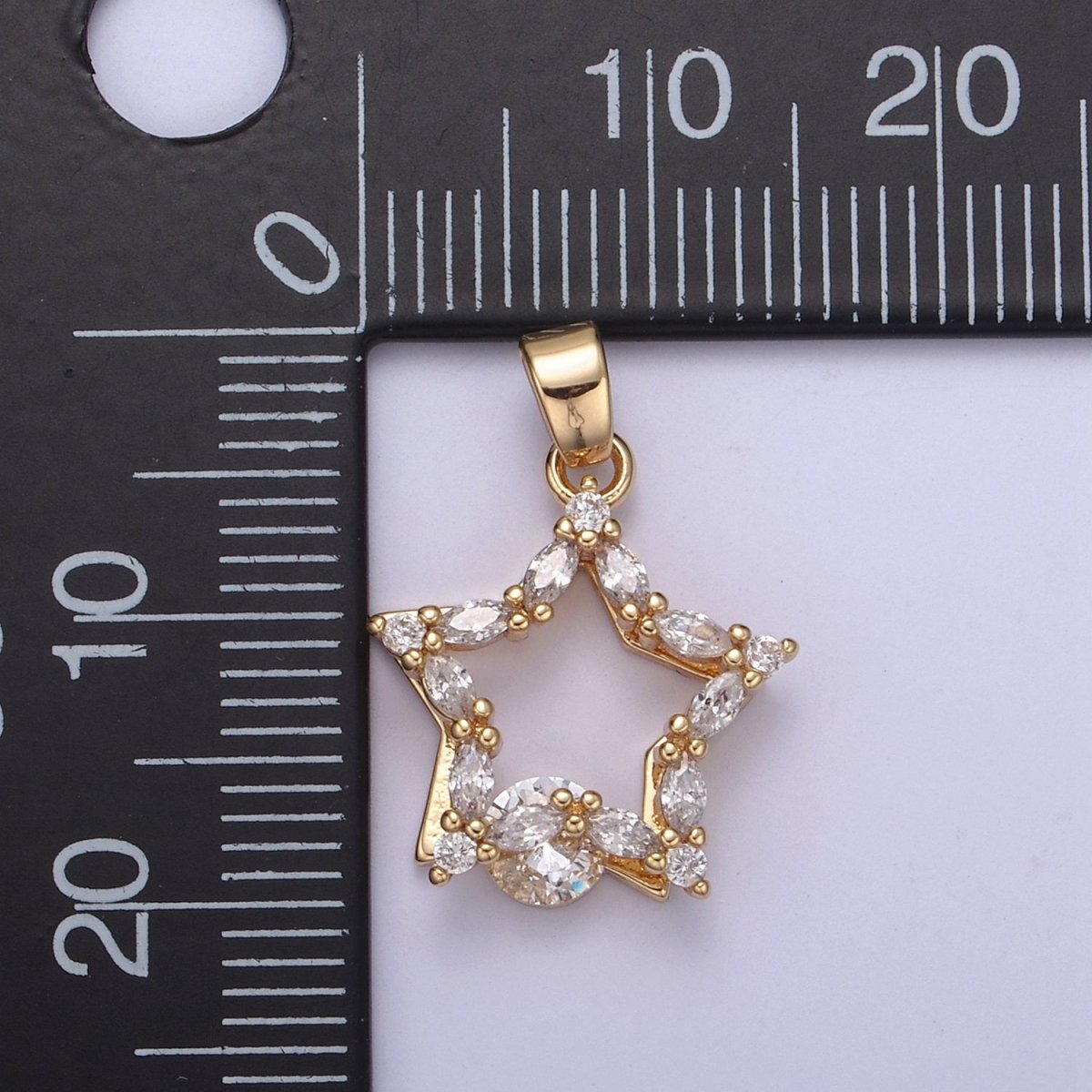 Gold Filled Star Cubic Zirconia Charm - CZ Shiny Star Celestial Night Sky Constellation Galaxy Wholesale Charms H-419 - DLUXCA
