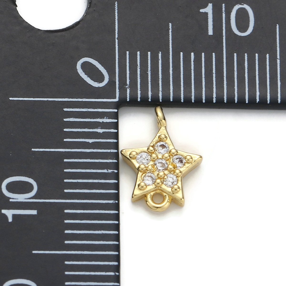 Gold Filled Star Micro Pave Connector Charm, Cubic Zirconia Pendant Charm, For DIY Jewelry, Gold Color F-376 - DLUXCA