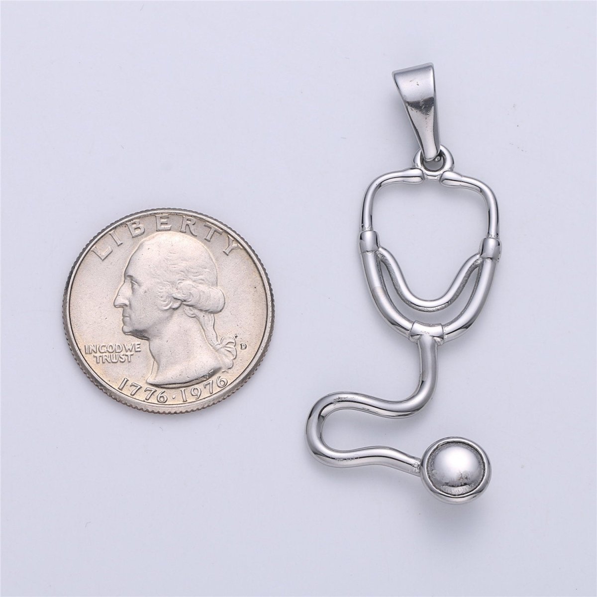 Gold Filled Stethoscope Pendant ,Silver Stethoscope Charm ,Gold Stethoscope for Doctor Nurse,Medical StudentPhysician Gift Jewelry J-671 - DLUXCA