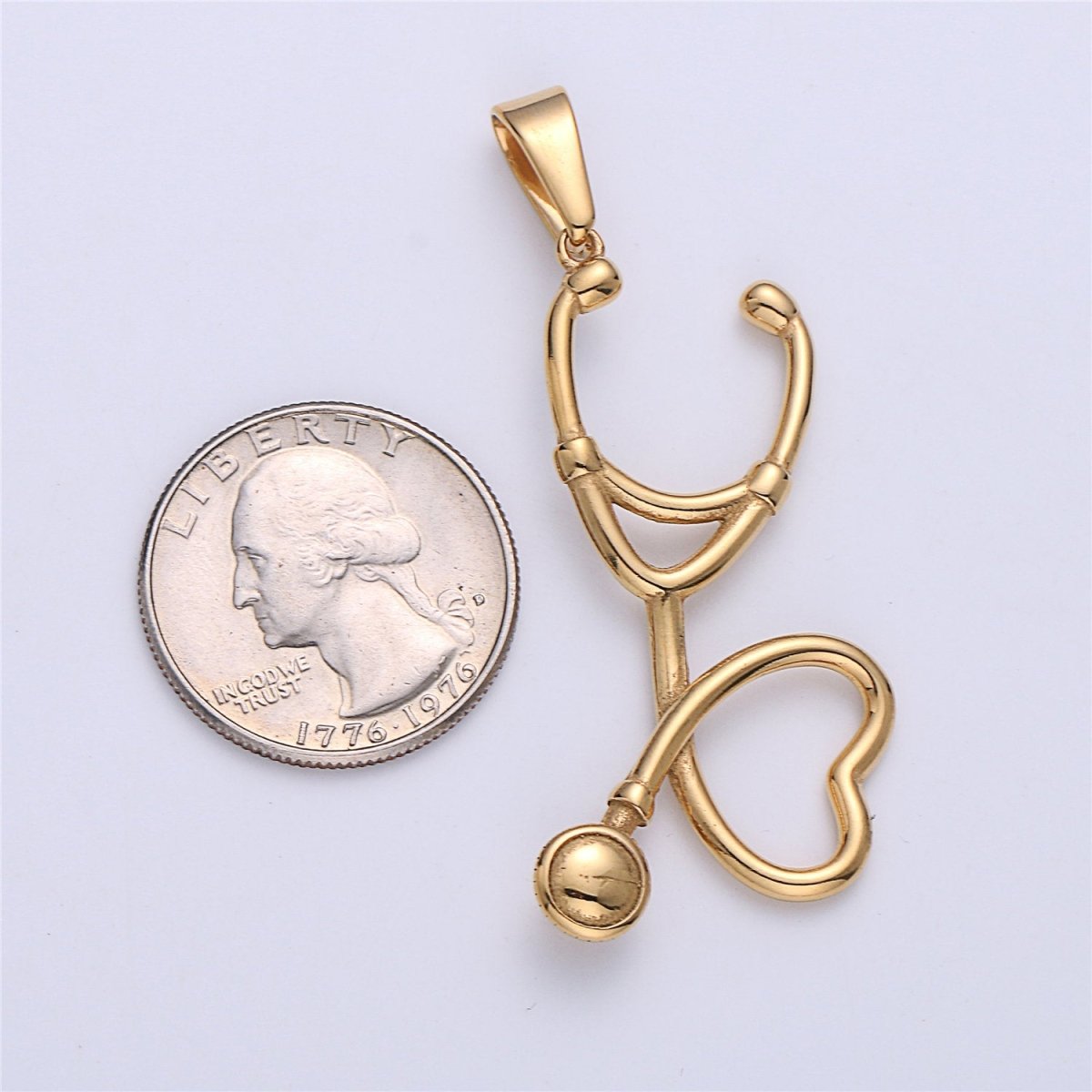 Gold Filled Stethoscope Pendant ,Silver Stethoscope Charm ,Gold Stethoscope for Doctor Nurse,Medical StudentPhysician Gift Jewelry J-671 - DLUXCA