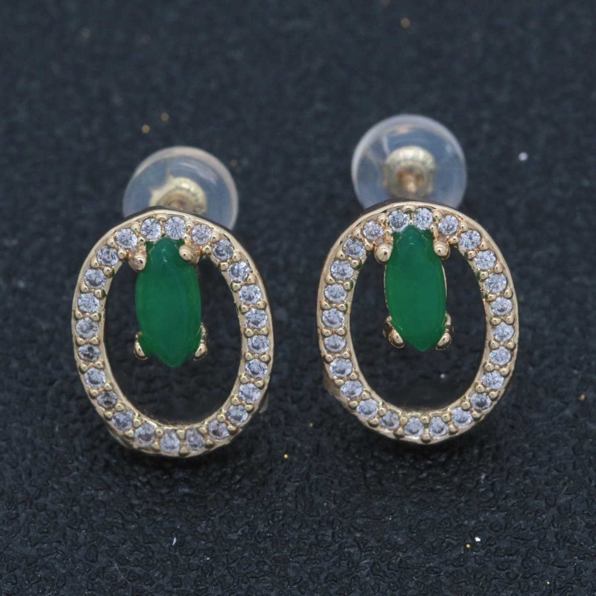 Gold Filled Studs / Dainty Green Earrings / Green Gem Earrings / Emerald Earrings / Green Stone Earrings / CZ Stud Earring /Dainty Studs T-161 - DLUXCA
