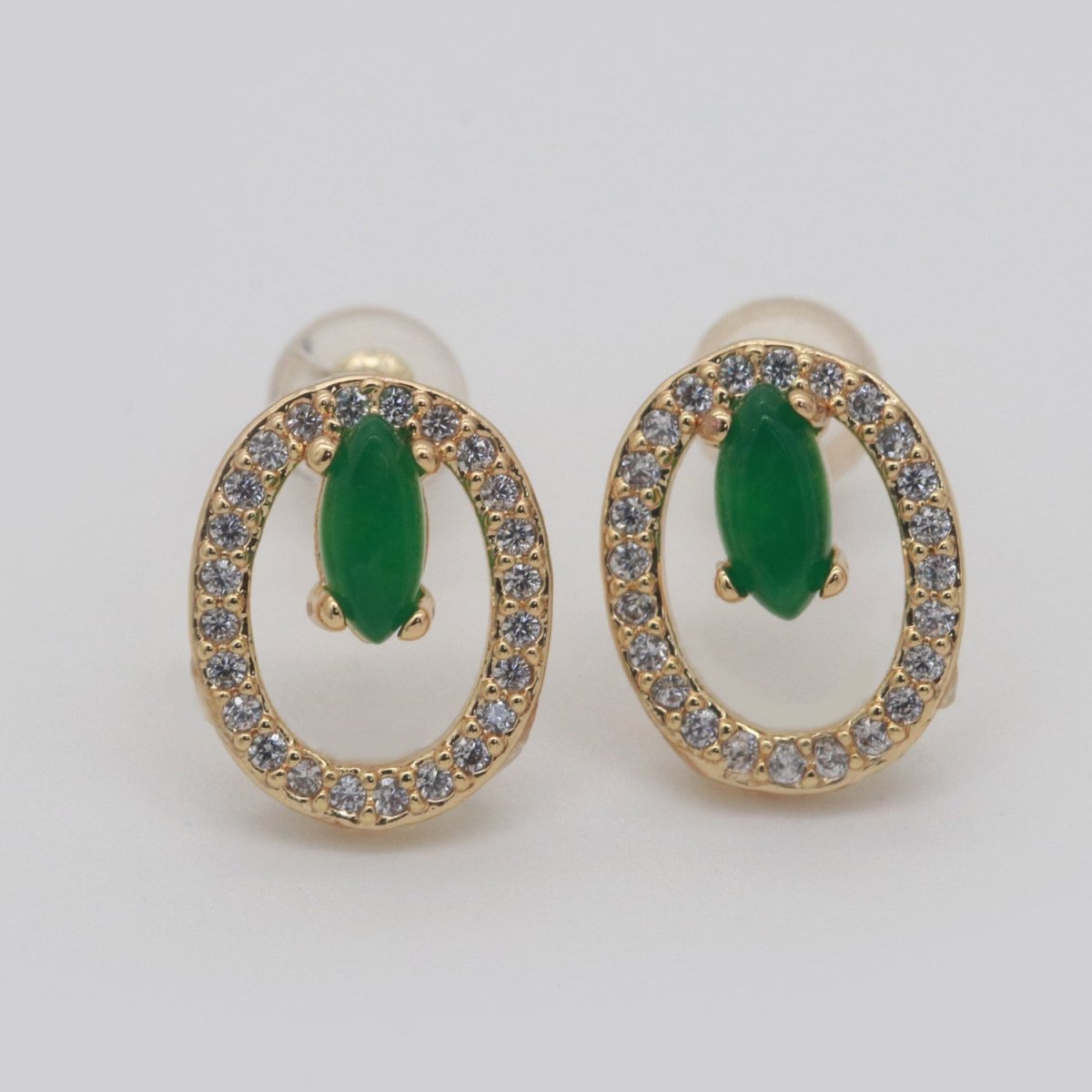 Gold Filled Studs / Dainty Green Earrings / Green Gem Earrings / Emerald Earrings / Green Stone Earrings / CZ Stud Earring /Dainty Studs T-161 - DLUXCA