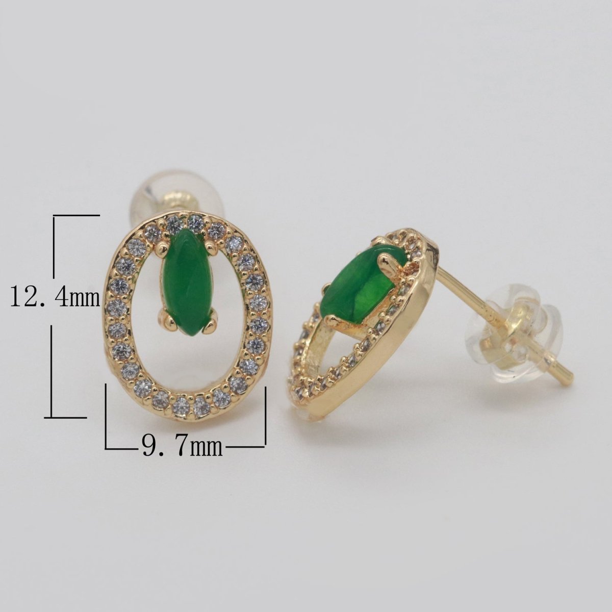 Gold Filled Studs / Dainty Green Earrings / Green Gem Earrings / Emerald Earrings / Green Stone Earrings / CZ Stud Earring /Dainty Studs T-161 - DLUXCA