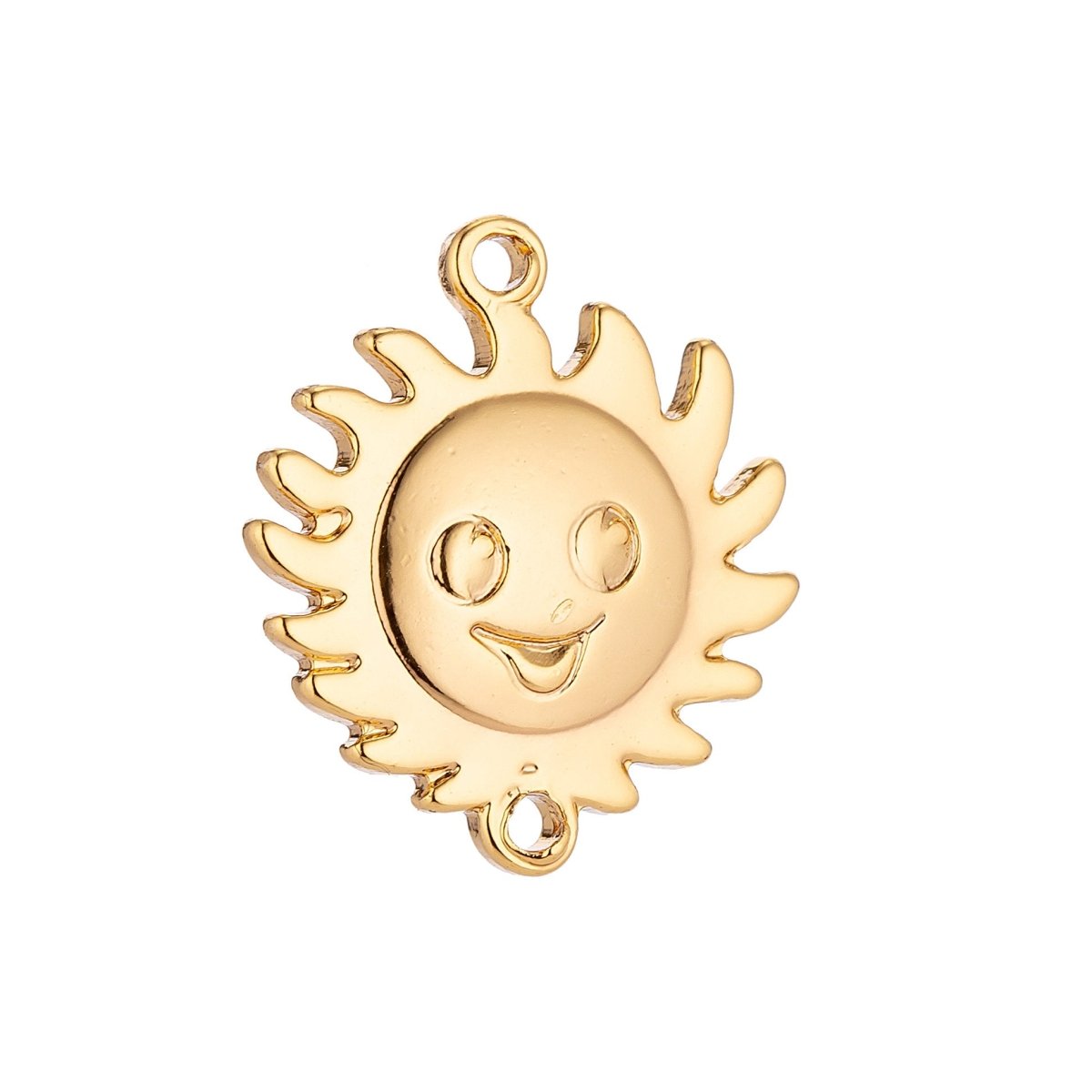 Gold Filled Sun Face Charm, Sunshine Charm Connector Pendant, Happy Smile Sun Face, Gold Sun Charm, Wholesale Gold Filled Connector Charms F-048 - DLUXCA