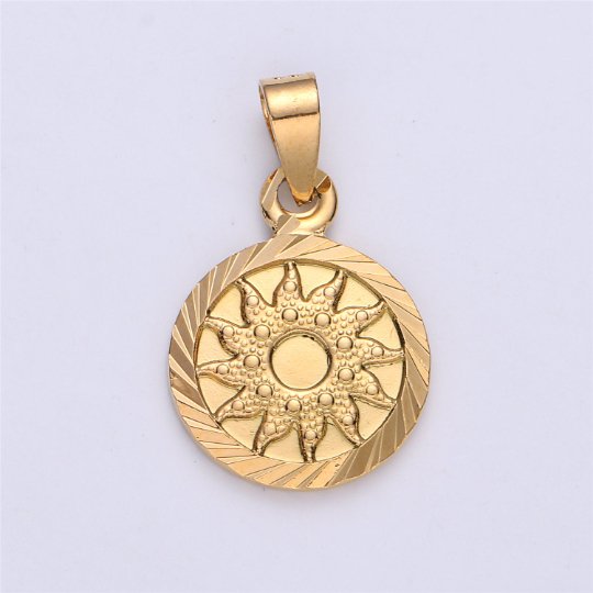 Gold Filled Sun Pendant Celestial Jewelry Gold Filled Sun Burst Charm Medallion Necklace Pendant I-159 - DLUXCA