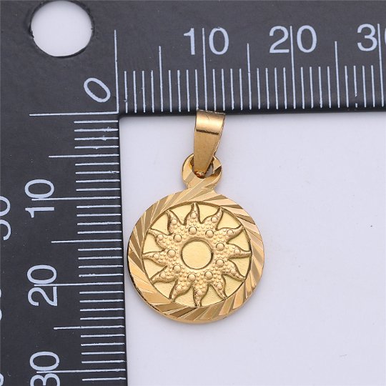 Gold Filled Sun Pendant Celestial Jewelry Gold Filled Sun Burst Charm Medallion Necklace Pendant I-159 - DLUXCA