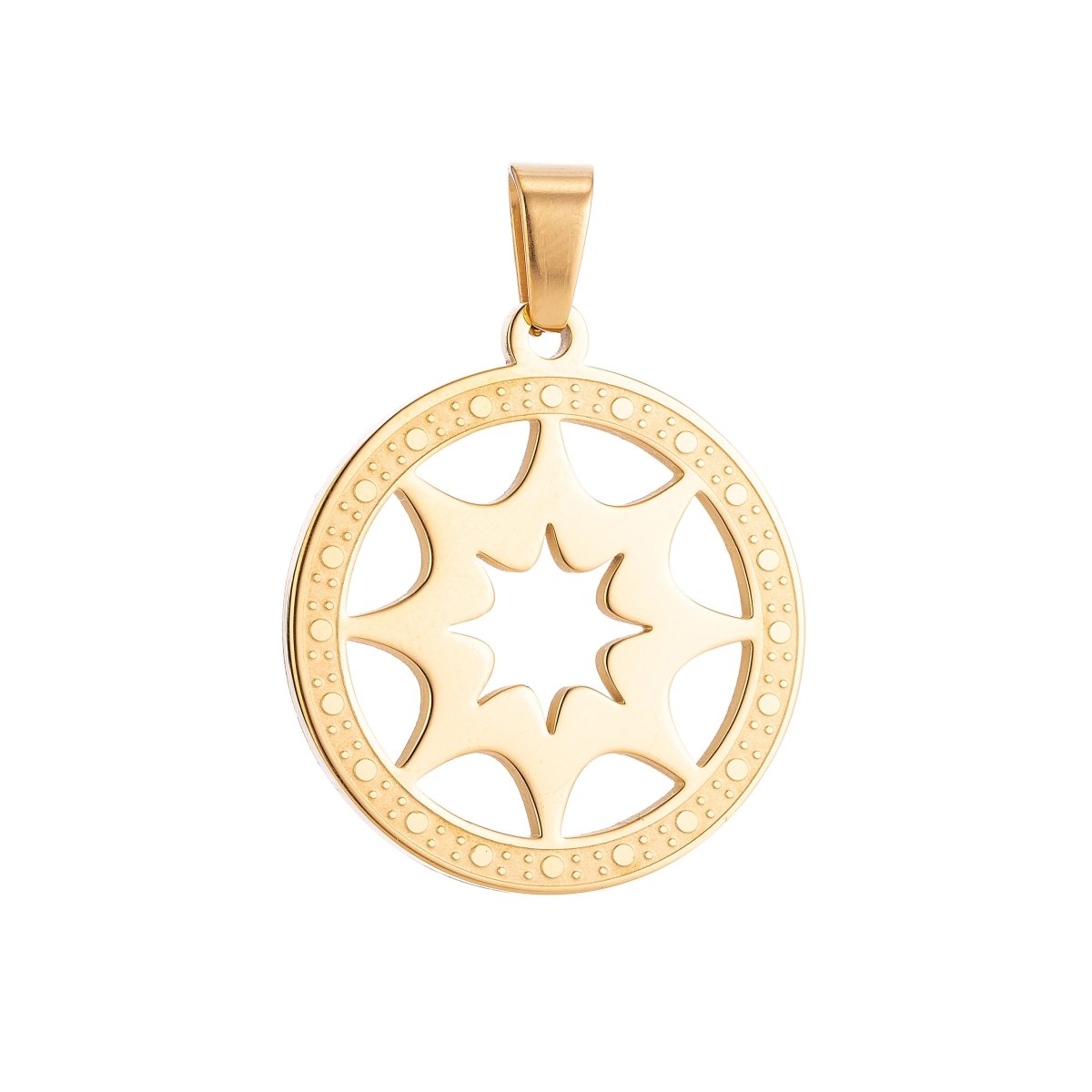 Gold Filled Sun Ray Symbol in Coin Medallion Necklace Pendant Bracelet Earring Charm Bails for Jewelry Making J-366 - DLUXCA