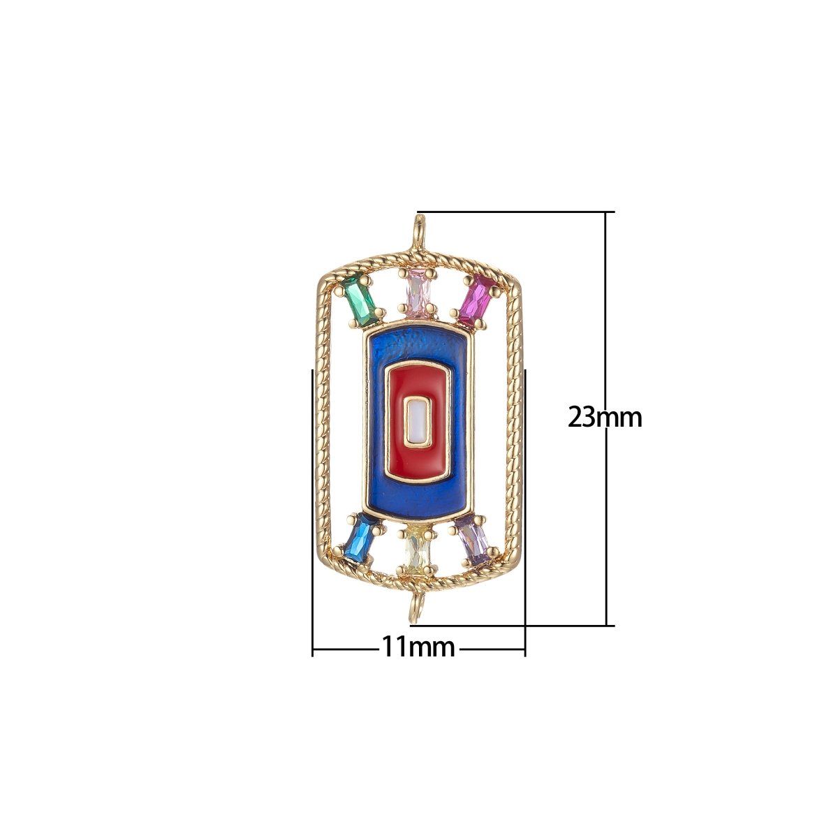 Gold Filled Tag Charm Connector Military Tag Cubic Zirconia Colorful Cz Bracelet Earring Necklace Link Connector Supply F-873 - DLUXCA