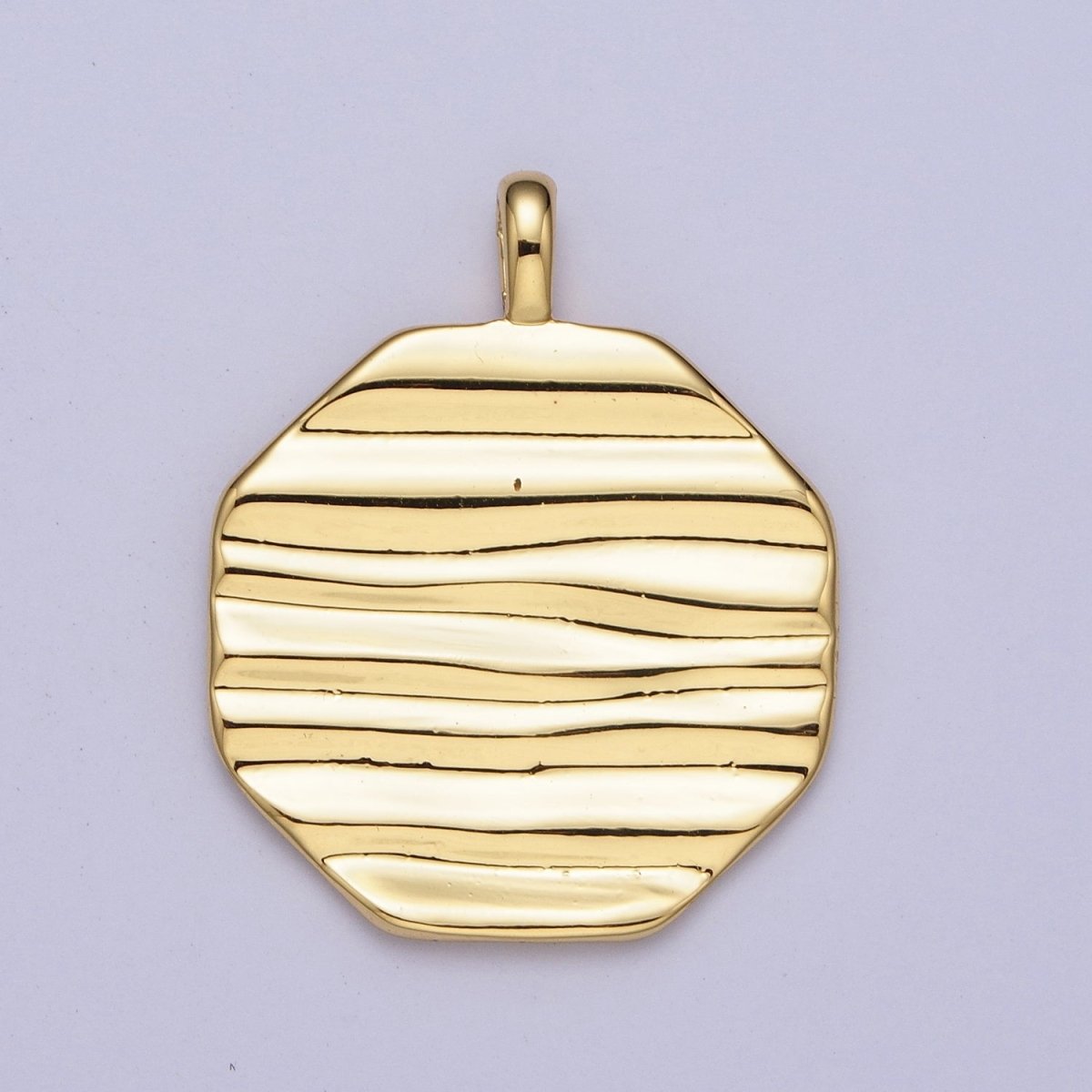 Gold Filled Textured Geometric Hexagonal Double Sided Pendant H-043 - DLUXCA