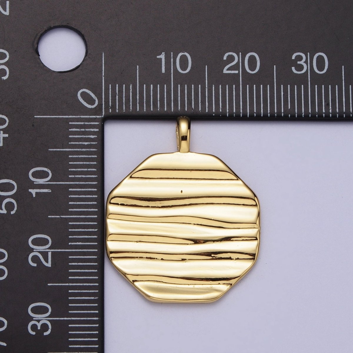 Gold Filled Textured Geometric Hexagonal Double Sided Pendant H-043 - DLUXCA