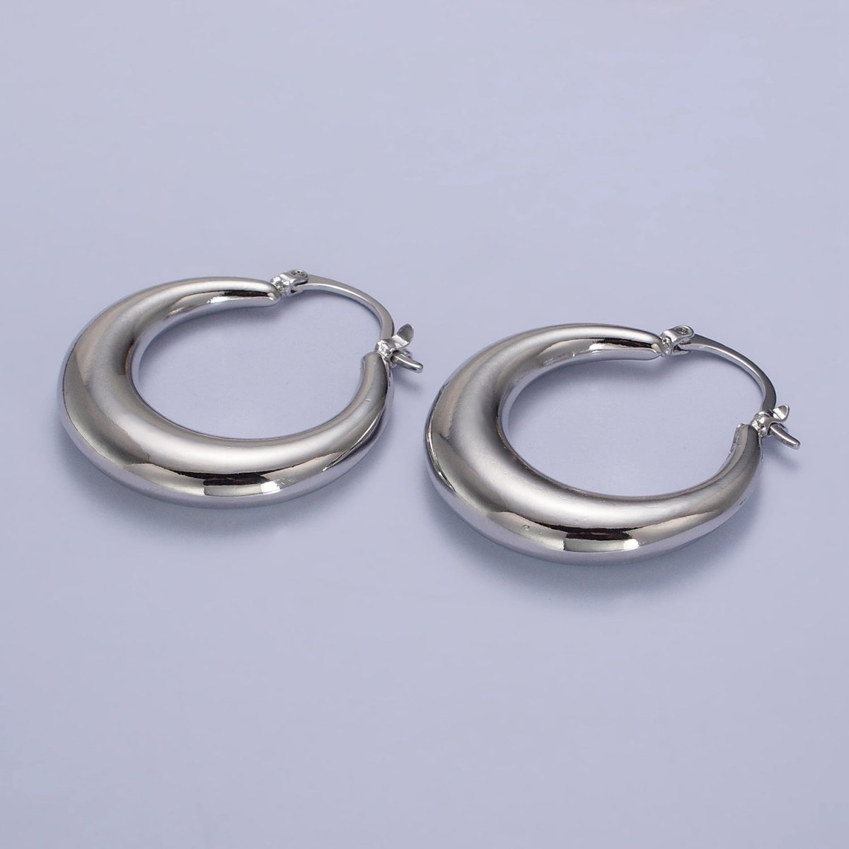 Gold Filled Thin Dome 30mm Hoops French Lock Earrings in Gold & Silver | AB212 AB213 - DLUXCA