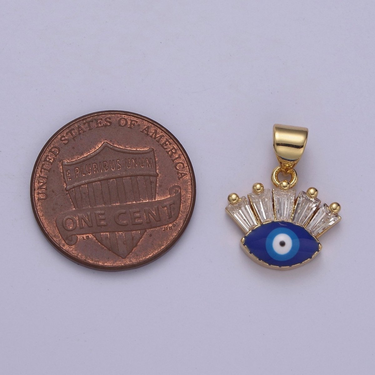 Gold Filled Tiny Evil Eye Charm Necklace, Baguette Evil Eye Jewelry, Dainty Evil Eye Pendant J-339 - DLUXCA
