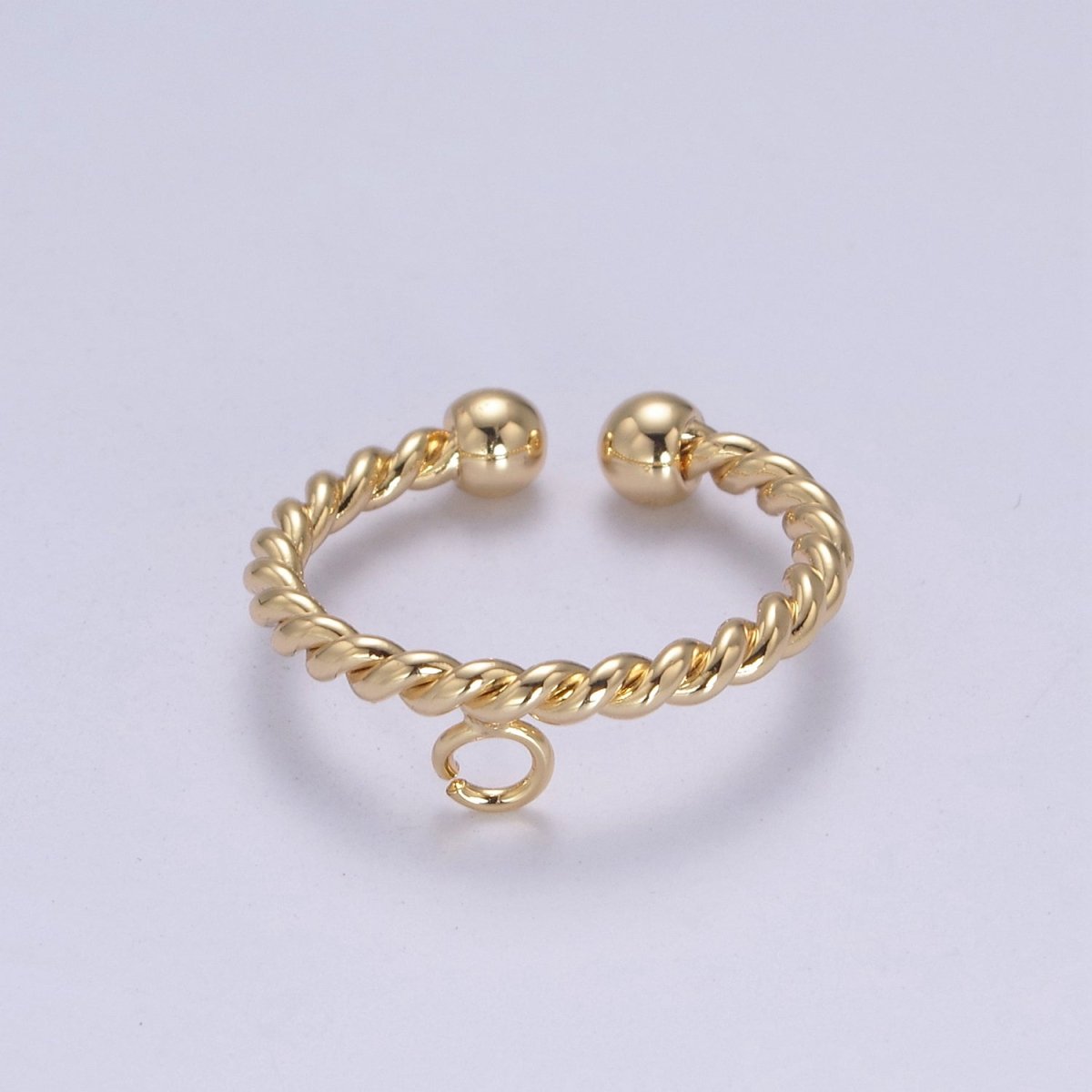 Gold Filled Twisted Rope Ring with Open Link for Jewelry Making Supply Finding L-612 - DLUXCA