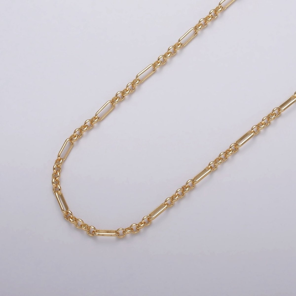 Gold Filled Unique Paper Clip Chain Triple Rolo Link Unfinished Dainty Chain by Yard | ROLL-1062, ROLL-1084 - DLUXCA