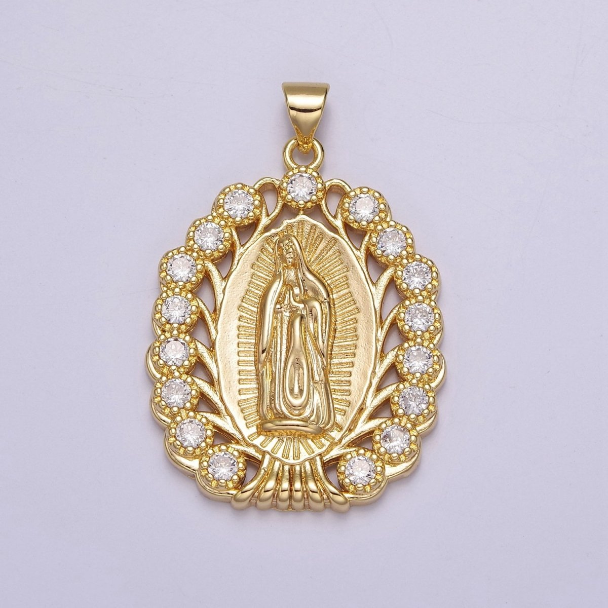 Gold Filled Virgin Mary Pendant Gold Lady Guadalupe Medallion Charm for Religious Necklace J-404 - DLUXCA