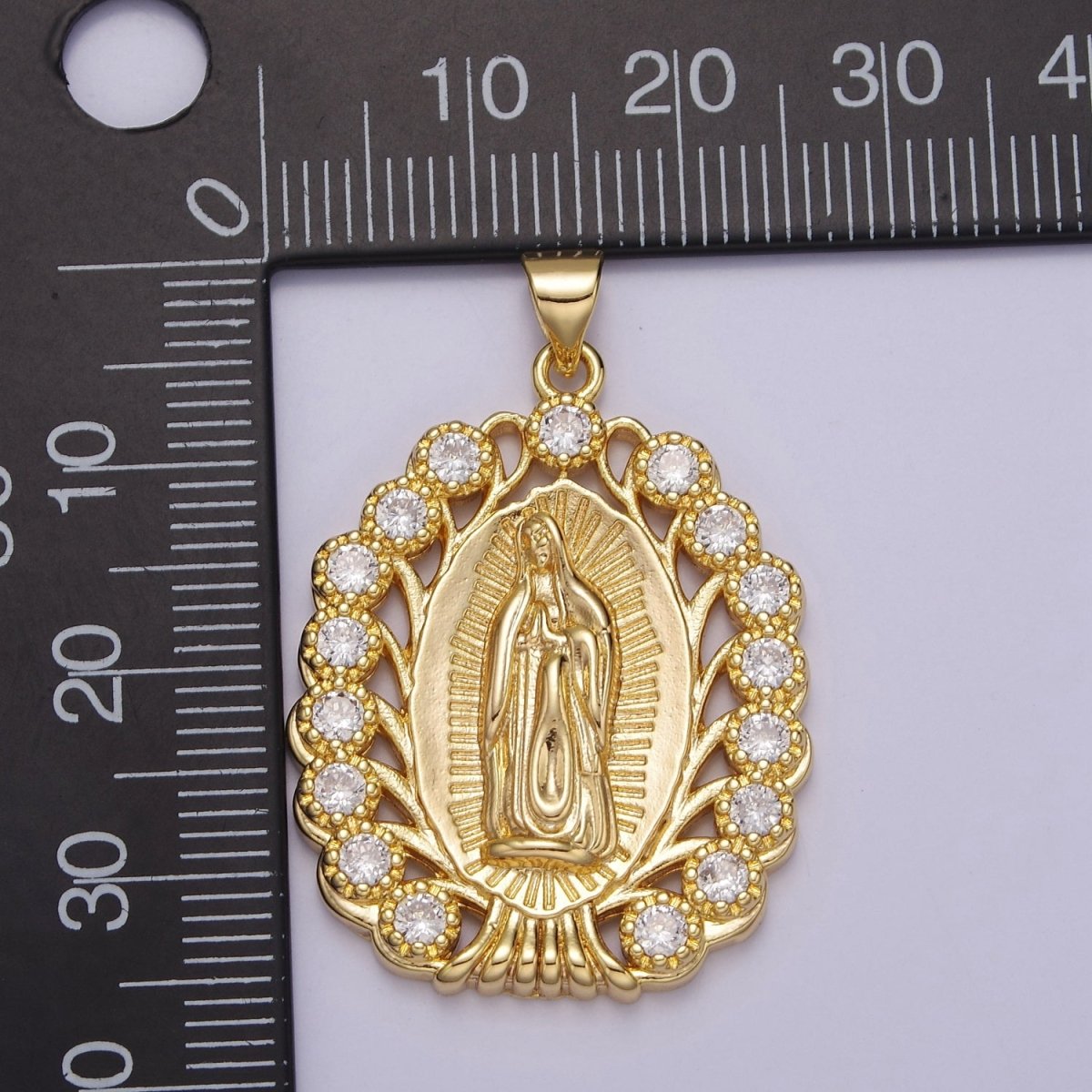Gold Filled Virgin Mary Pendant Gold Lady Guadalupe Medallion Charm for Religious Necklace J-404 - DLUXCA