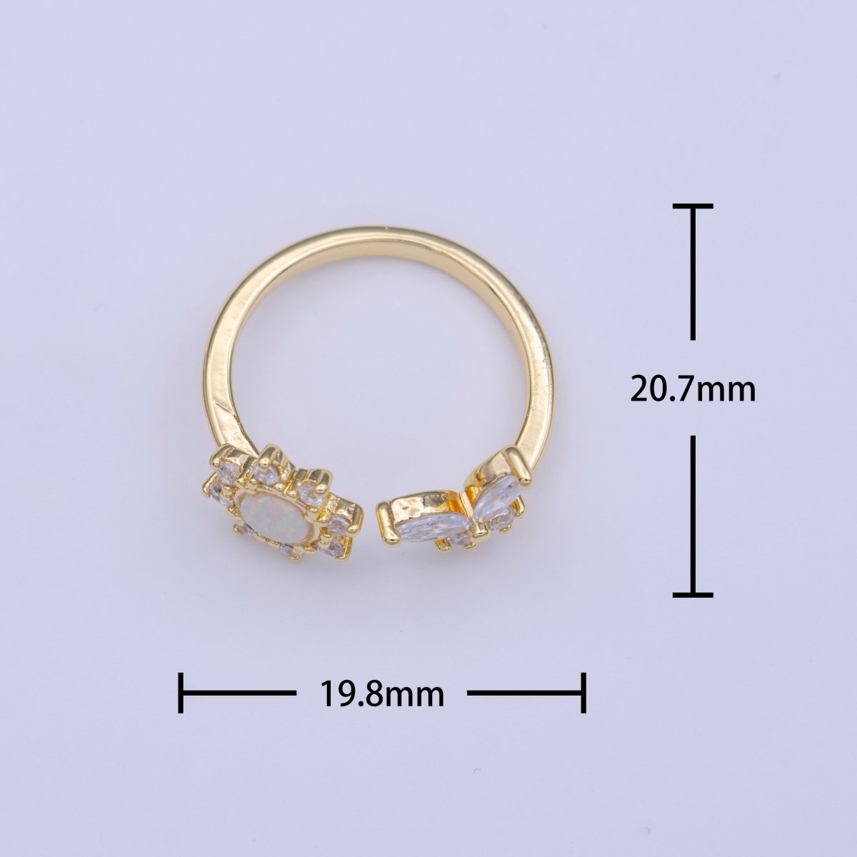 Gold Filled White Celestial Sun Clear CZ Butterfly Open Adjustable Ring | Y-419 - DLUXCA