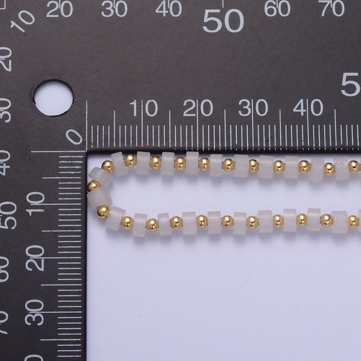 Gold Filled White Jade Rondelle Heishi Gemstone Gold Spacer Beads 15.5 Inch Choker Necklace | WA-1431 Clearance Pricing - DLUXCA
