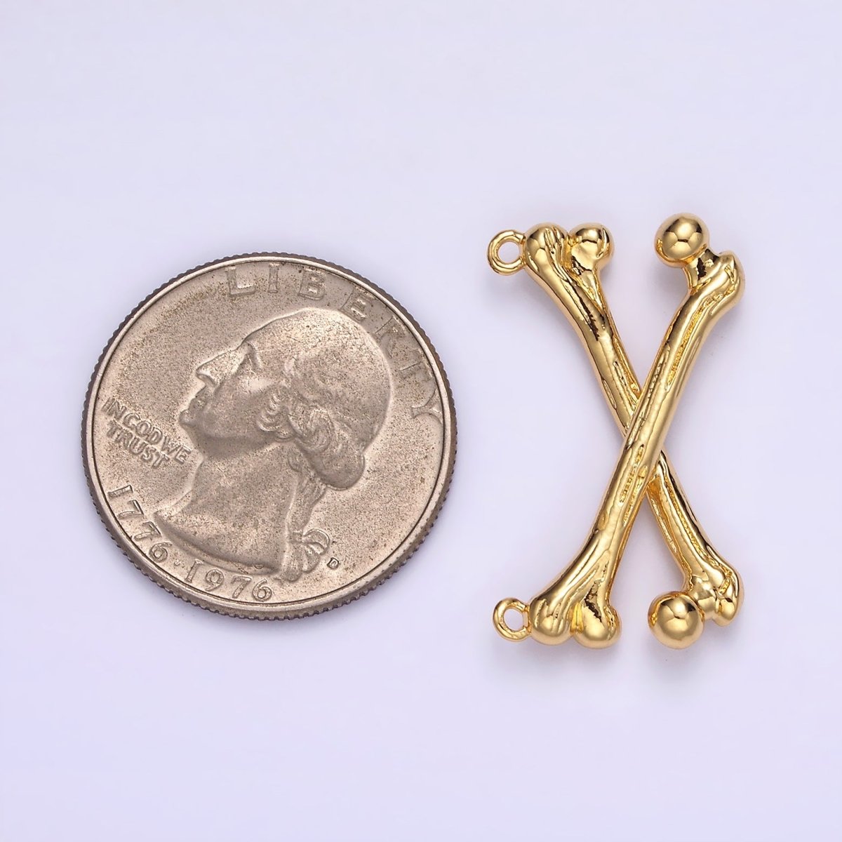 Gold Filled X Crossed Textured Bone Skeleton Connector in Gold & Silver G-711 G-712 - DLUXCA