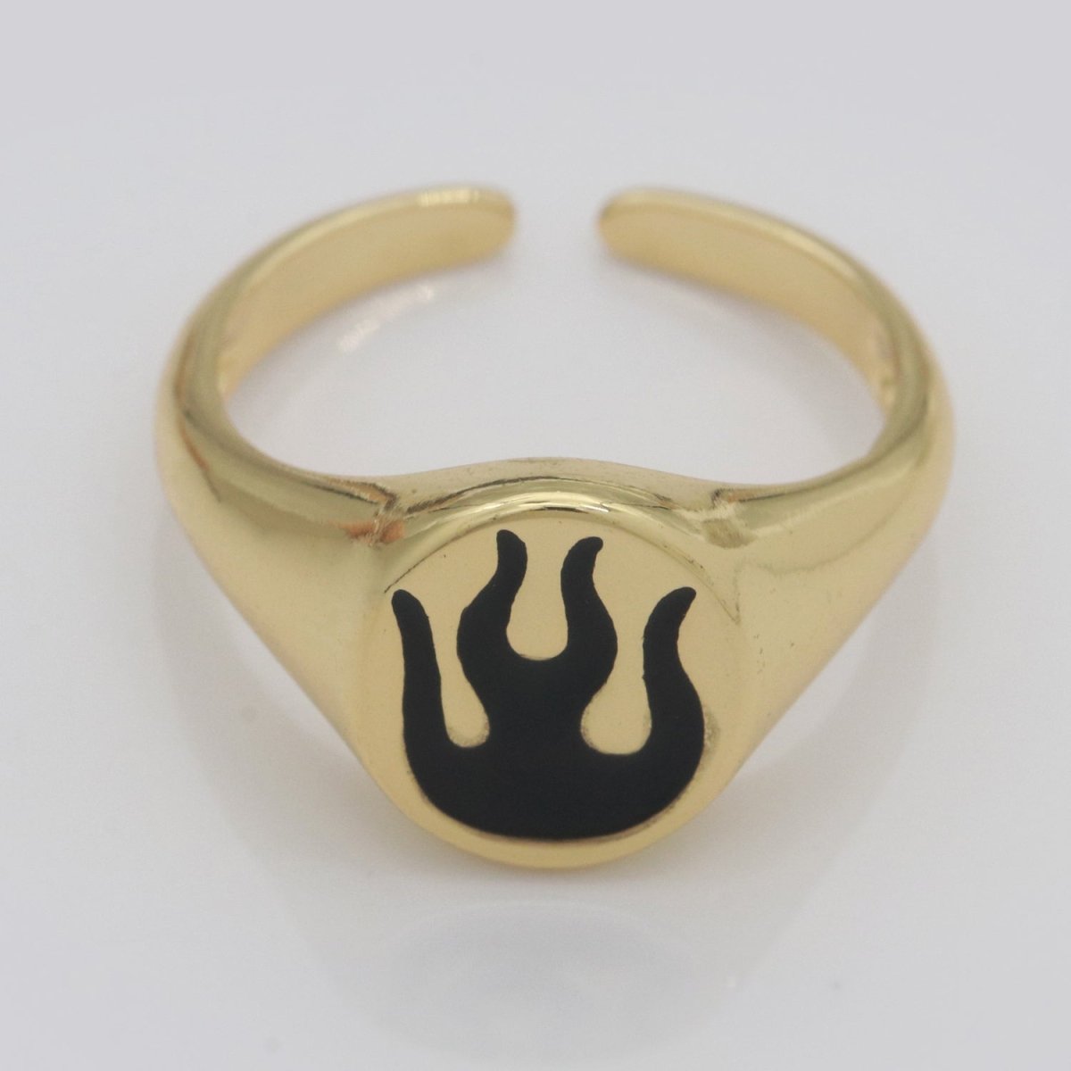 Gold Fire Signet Ring Flame Open Ring Adjustable Statement Ring S-198 ~ S-208 - DLUXCA