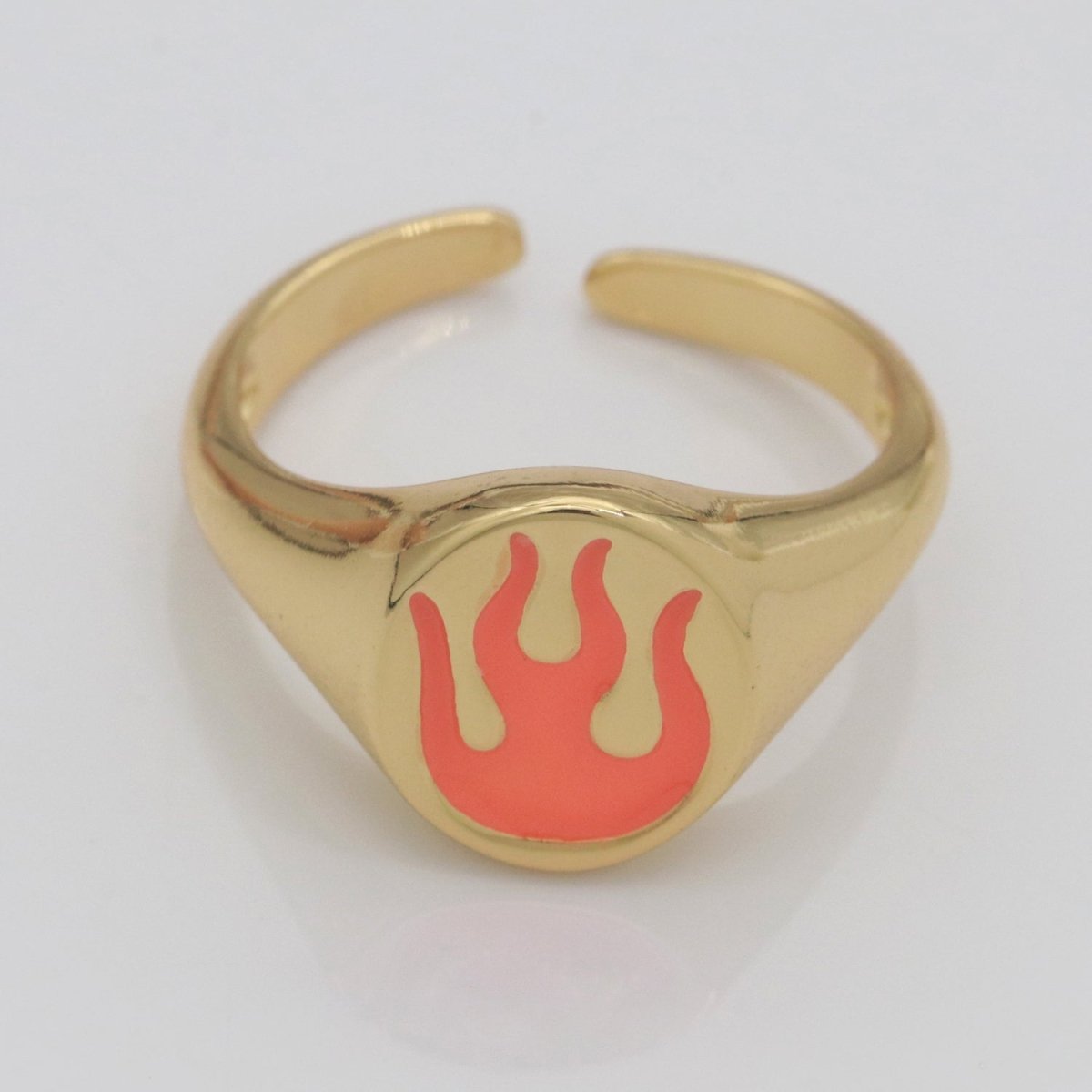 Gold Fire Signet Ring Flame Open Ring Adjustable Statement Ring S-198 ~ S-208 - DLUXCA