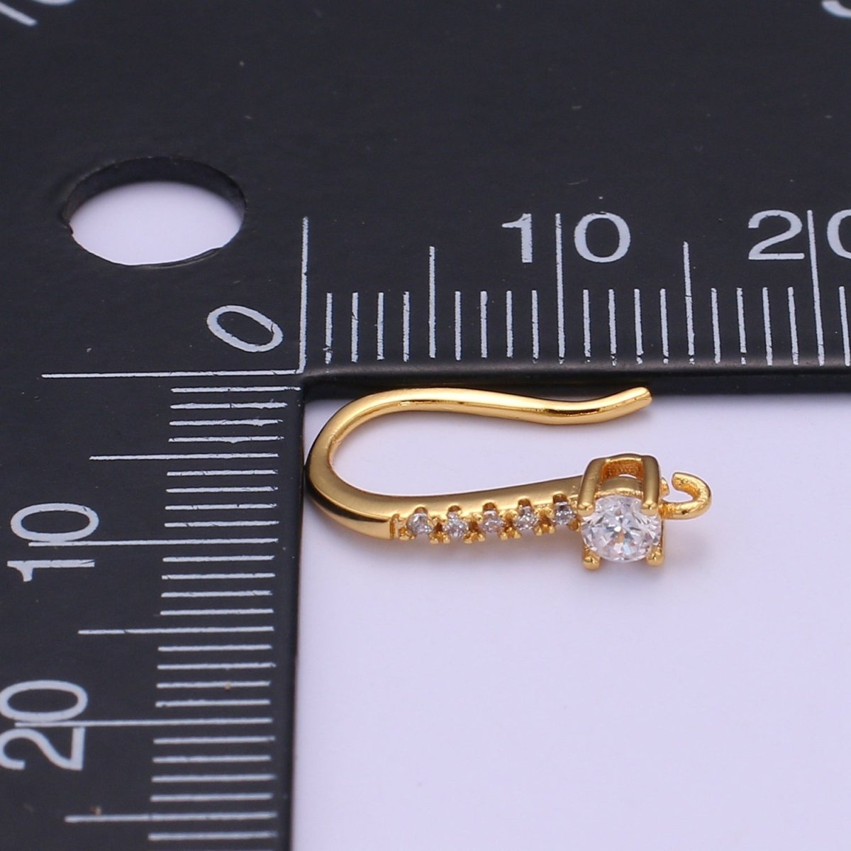 Gold Fish Hook Earrings Ear Wires French Hooks 15.5x9.5mm size 1 pair Open loop Micro Pave Cz Hook Earring Supply L-235~L-237 - DLUXCA