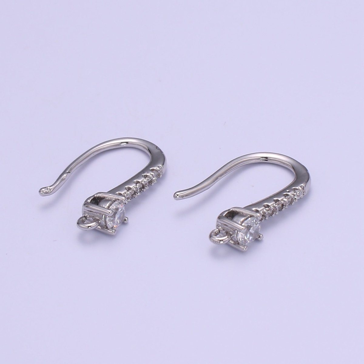 Gold Fish Hook Earrings Ear Wires French Hooks 15.5x9.5mm size 1 pair Open loop Micro Pave Cz Hook Earring Supply L-235~L-237 - DLUXCA