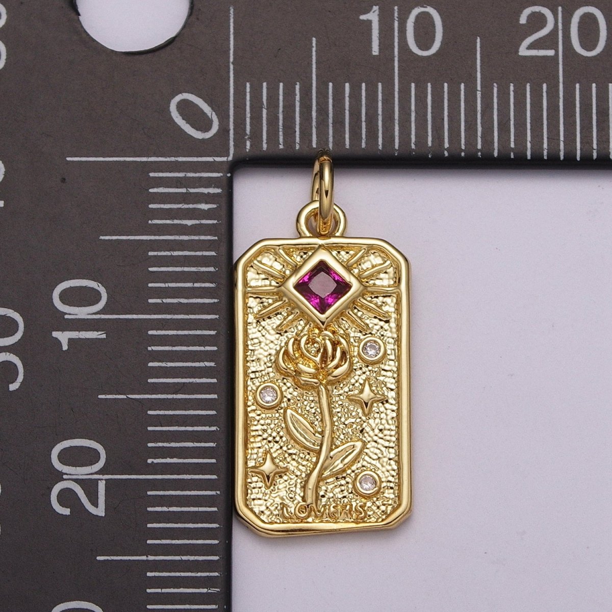 Gold Flower Charm Simple, Dainty Rose Tag Medallion Charm Pendant for Necklace Bracelet Earring Supply E-607 - DLUXCA