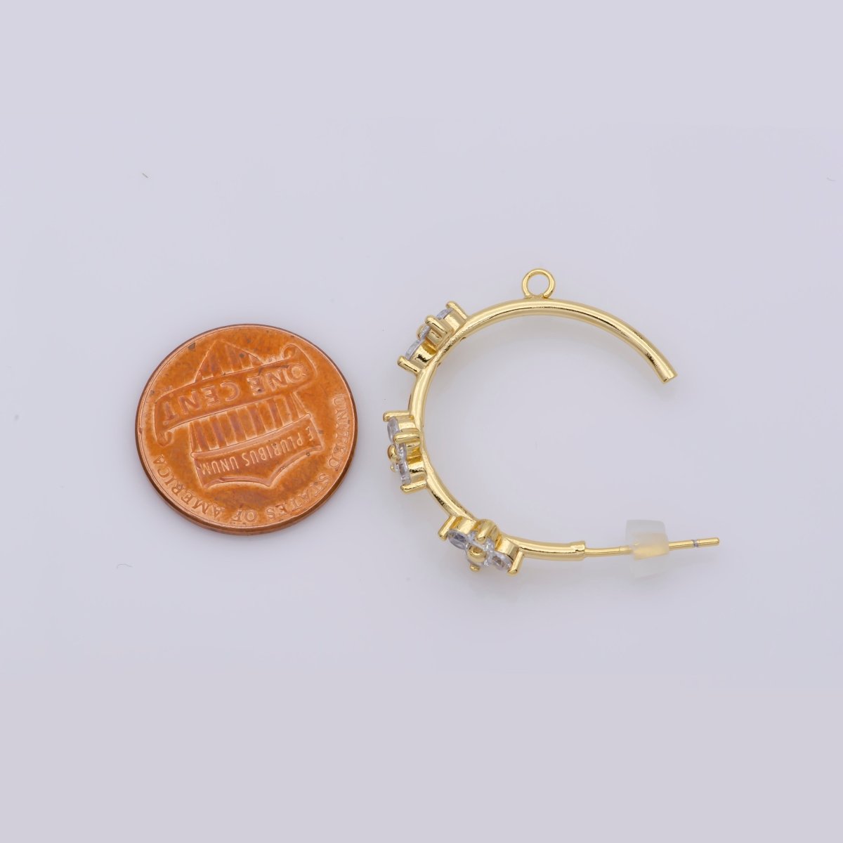 Gold Flower Patch Hoop Earring Open Link Earring for charm for Earring Making Supply Component - DLUXCA