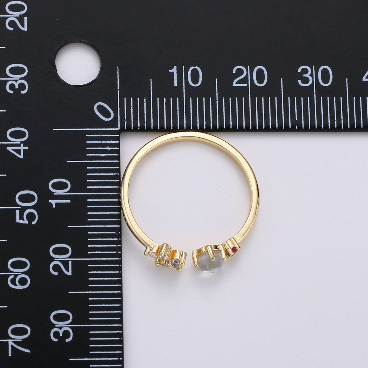 Gold Flower Ring, Dainty Floral Ring, Adjustable Ring, Minimalist Opal Ring, Minimalist Ring, Gold Open Ring, Dainty Jewelry R-086 - DLUXCA