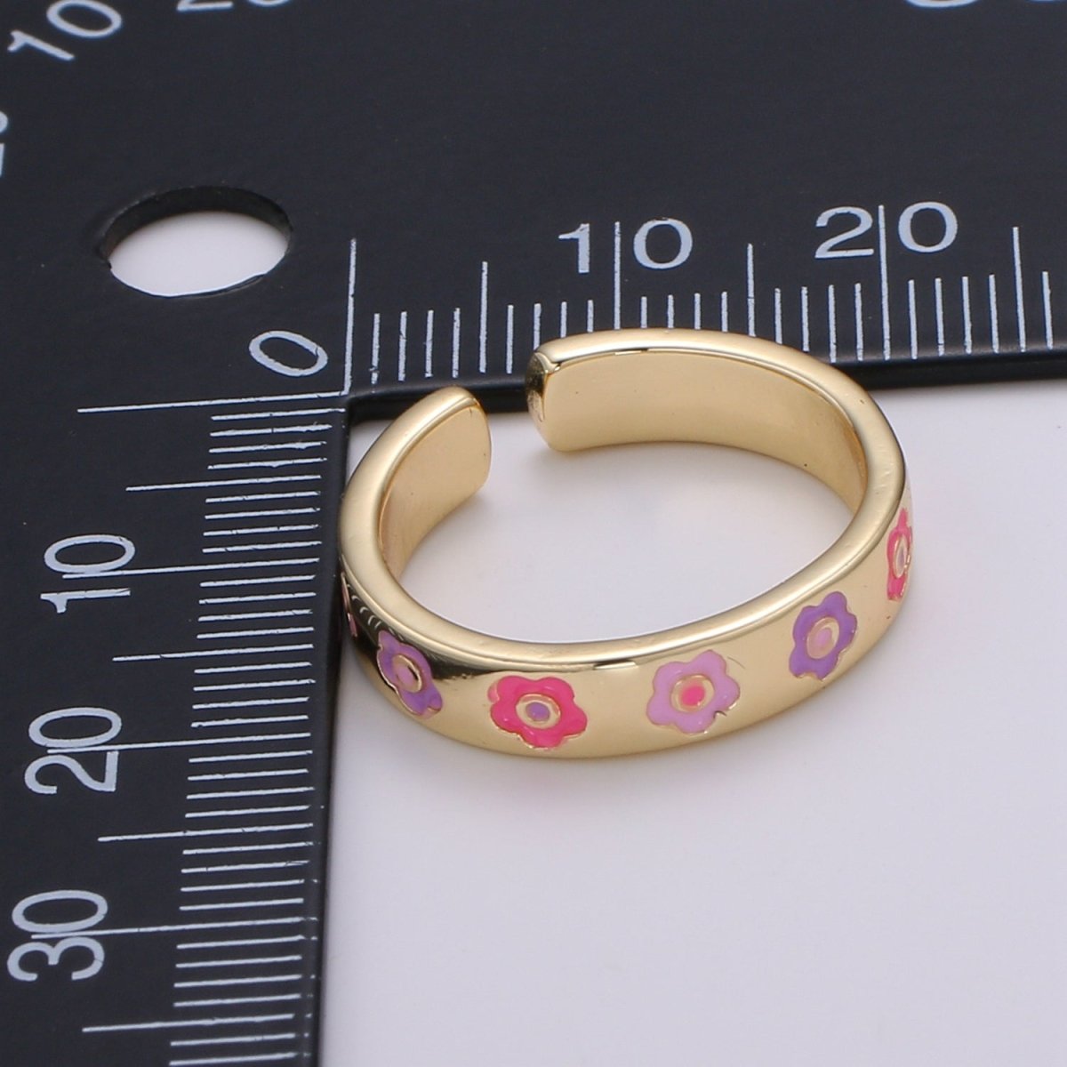 Gold Flower Ring, Floral Ring, Open Ring Adjustable Open Ring, Gold Stacking Ring Minimalist Heart Ring for Kids Teenager Friendship Ring R-488 - DLUXCA