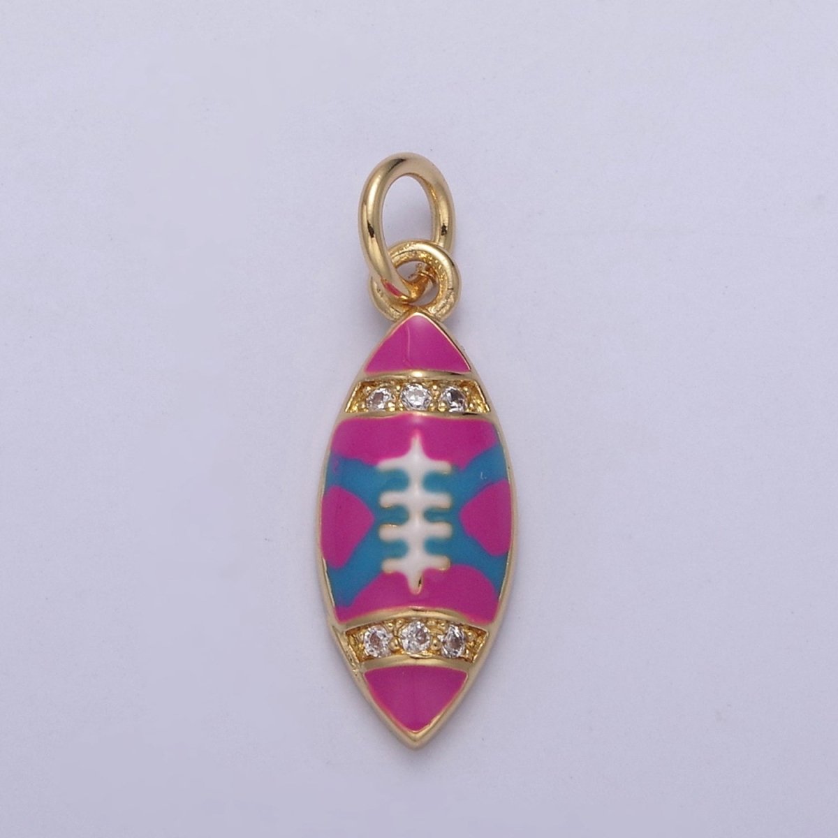 Gold Football Charm Ball Pendant Black Red Pink enamel, sports, ball, player, team, gifts, mom, cheerleaders Gift Jewelry Making Supply N-873 N-874 - DLUXCA