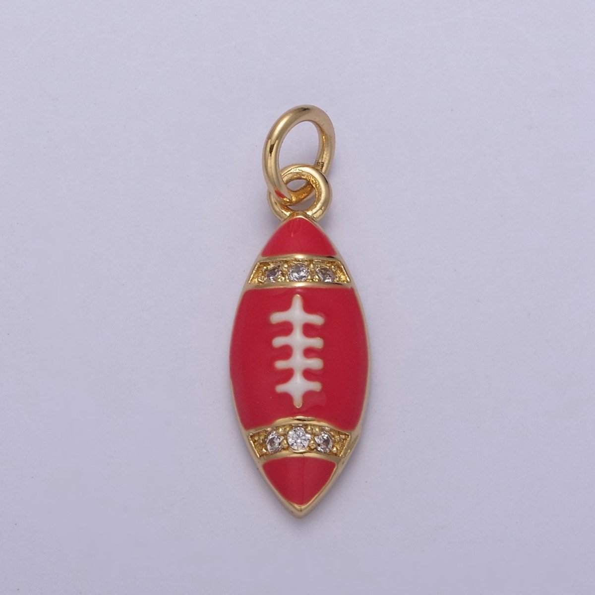 Gold Football Charm Ball Pendant Black Red Pink enamel, sports, ball, player, team, gifts, mom, cheerleaders Gift Jewelry Making Supply N-873 N-874 - DLUXCA