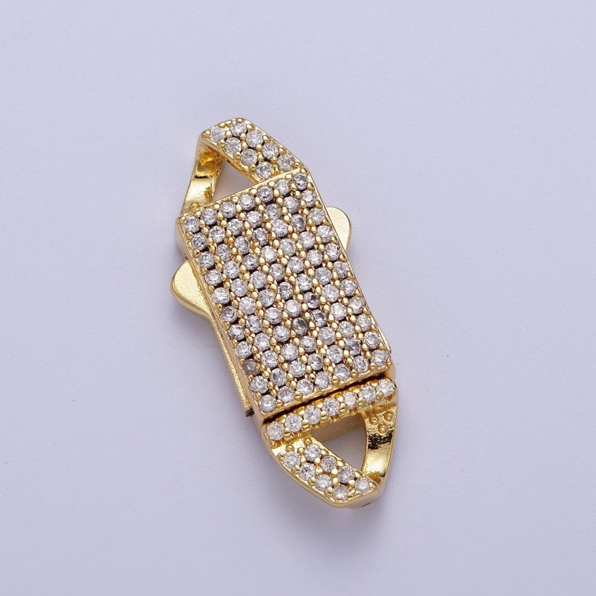 Gold Full Pave CZ Box Buckle Clasp for Bracelet Making K-100 K-105 - DLUXCA