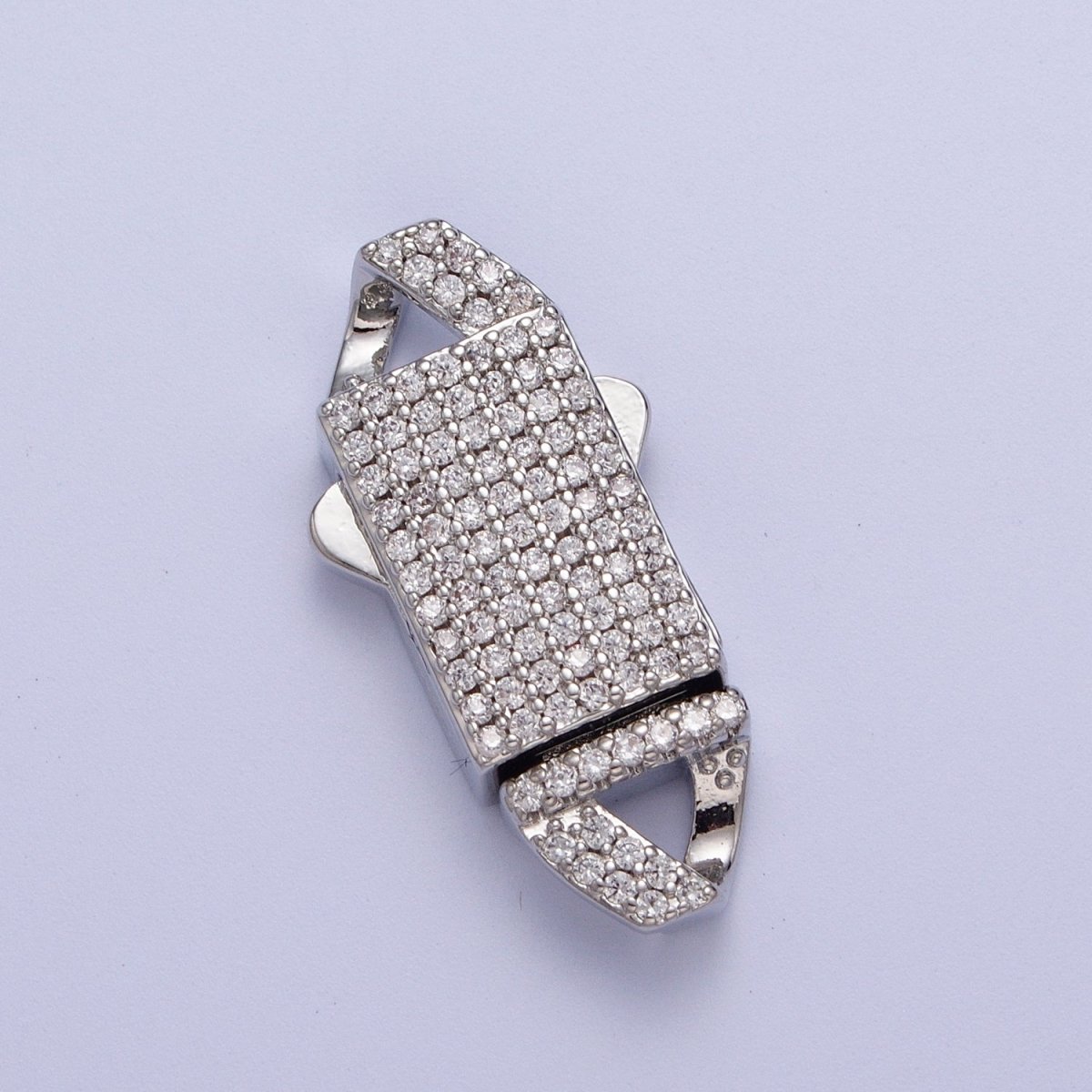 Gold Full Pave CZ Box Buckle Clasp for Bracelet Making K-100 K-105 - DLUXCA