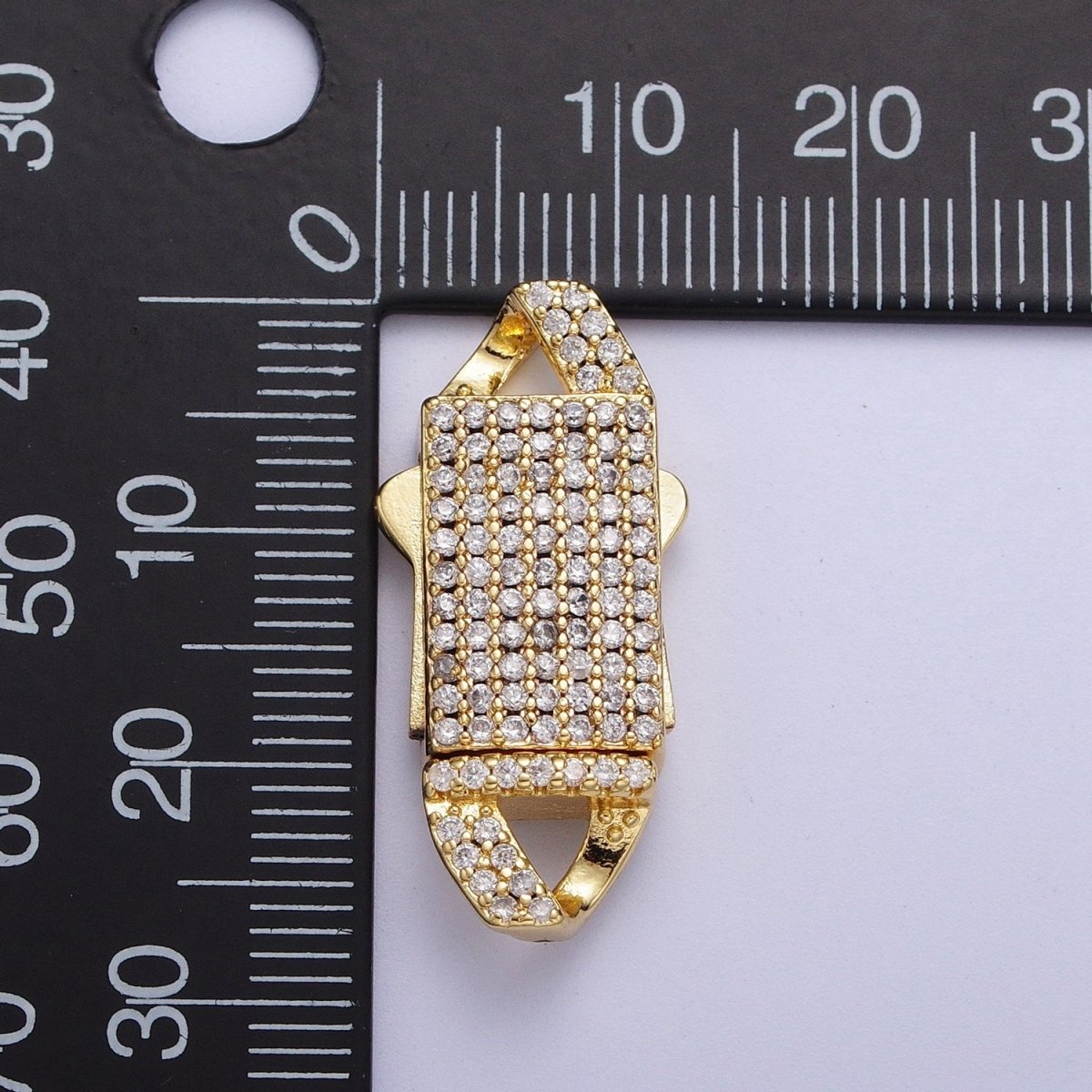 Gold Full Pave CZ Box Buckle Clasp for Bracelet Making K-100 K-105 - DLUXCA