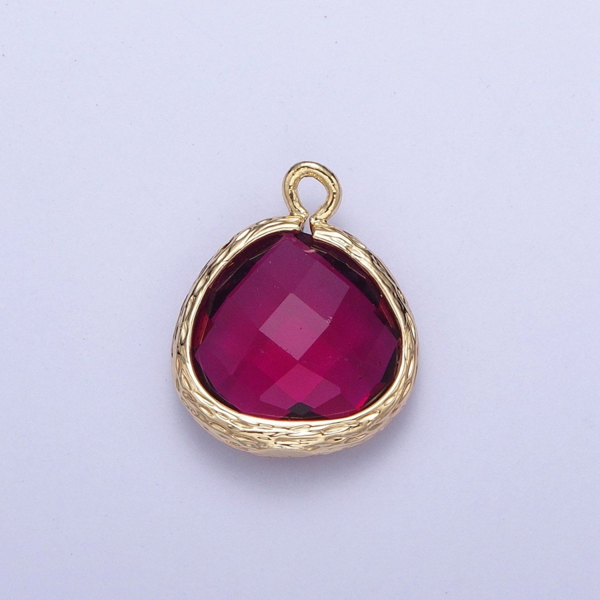 Gold Geometric Abstract Round Green, Fuchsia Cubic Zirconia Charm AG-001 AG-002 - DLUXCA