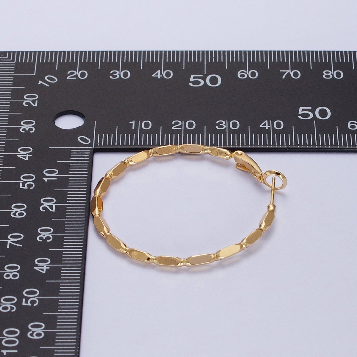 Gold Geometric Long Tube Beaded 40mm Minimalist Jewelry AE540 - DLUXCA