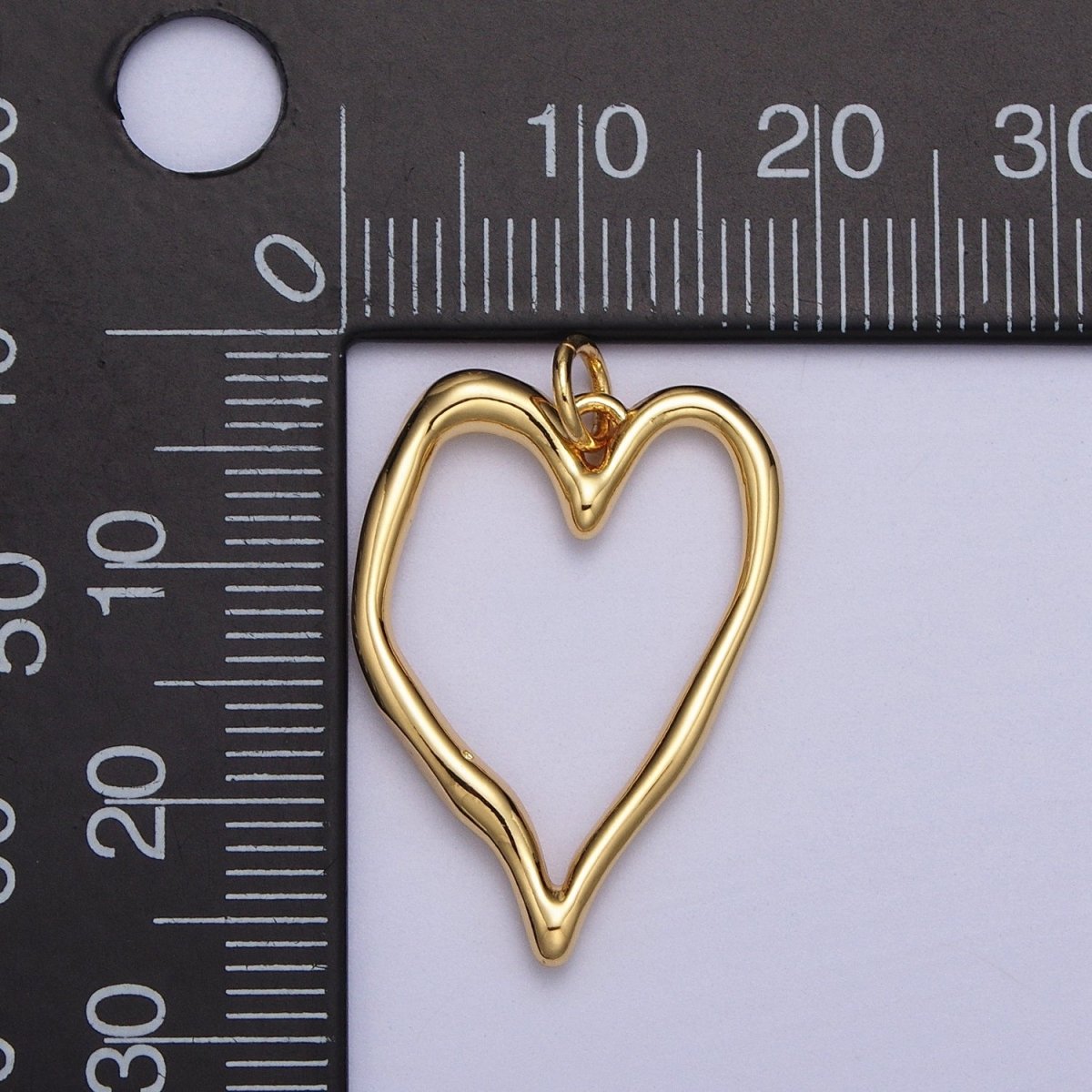 Gold Geometric Open Heart Minimalist Charm | AC023 - DLUXCA