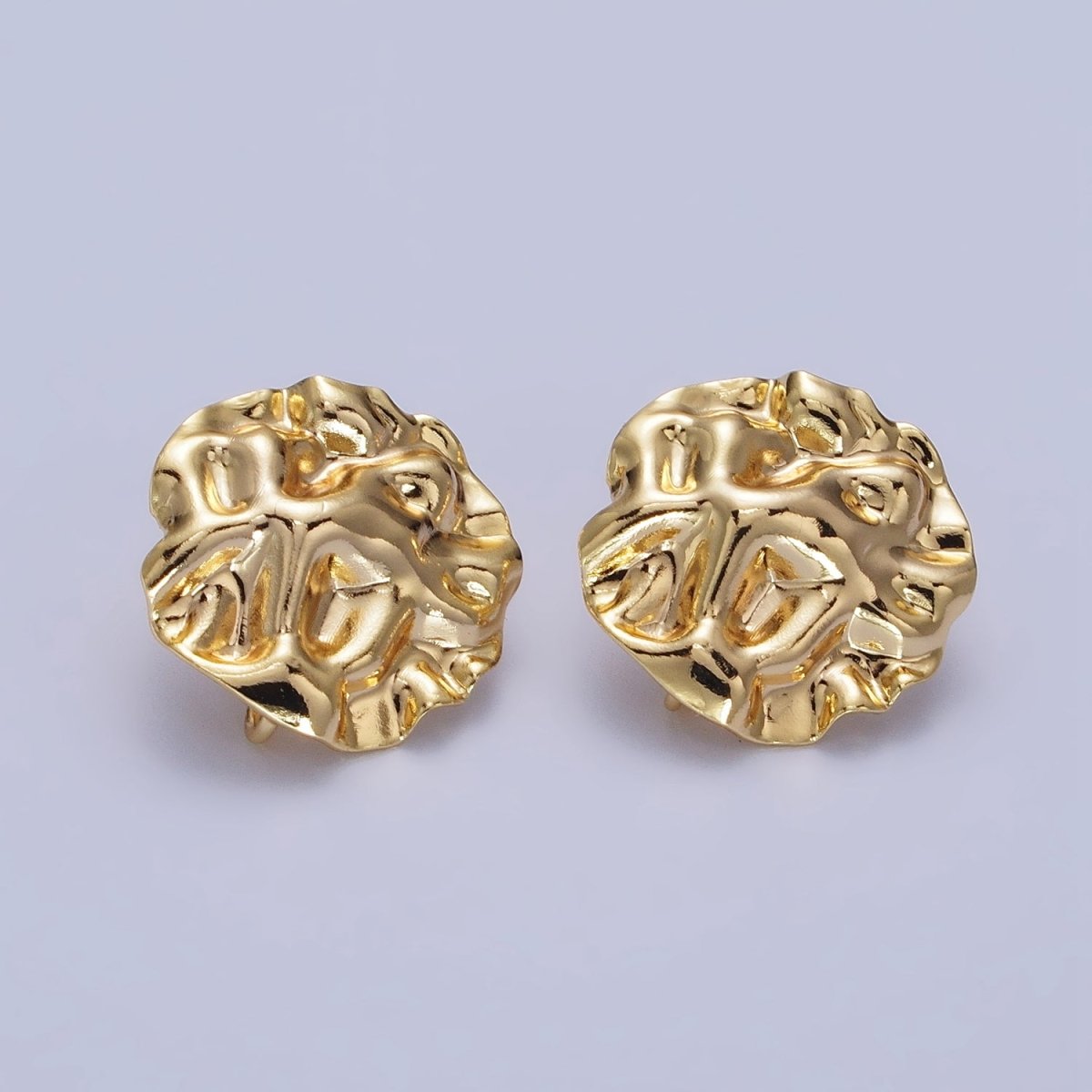 Gold Geometric Round Abstract Foil Stud Loop Earrings Supply | Z-076 - DLUXCA