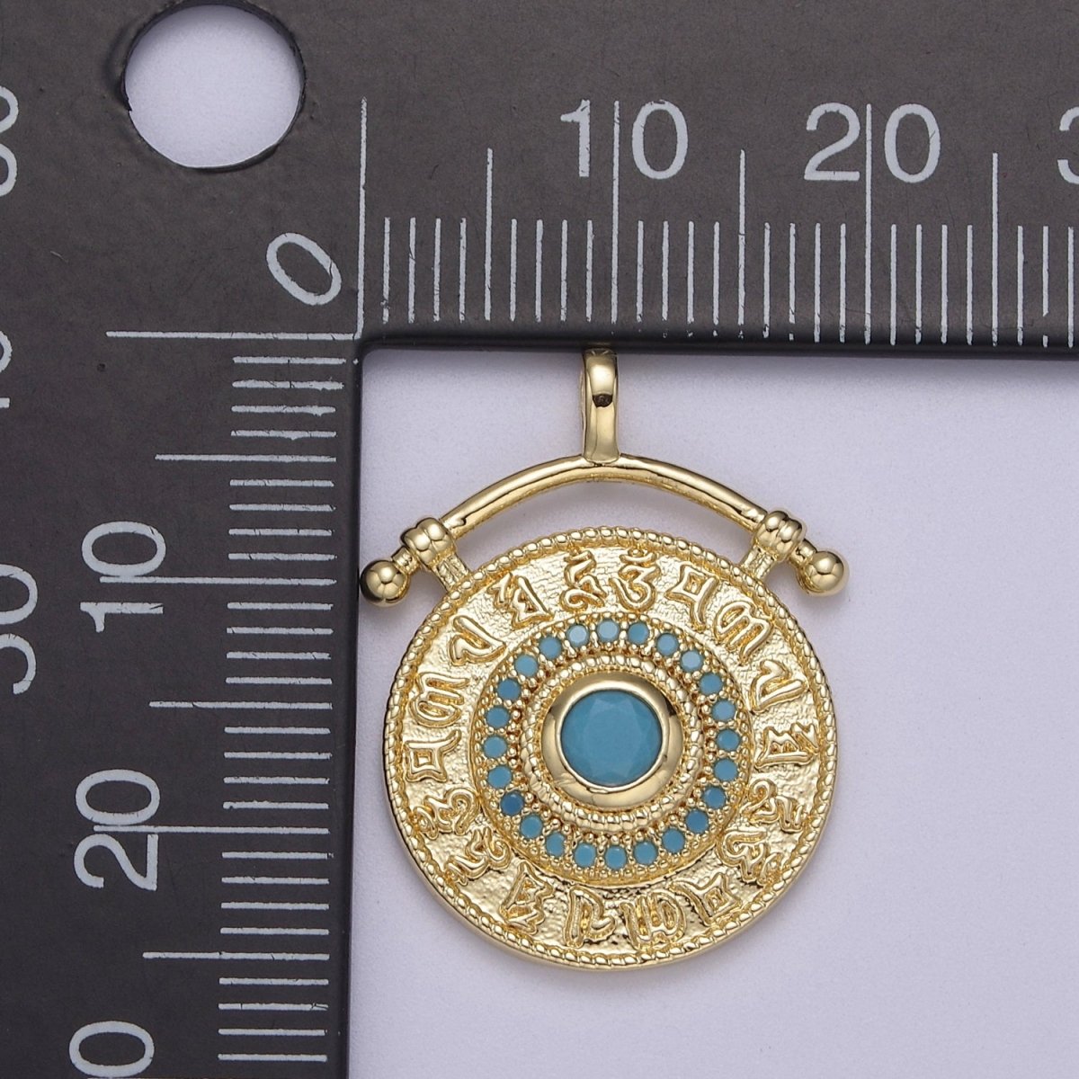 Gold Gong pendant Prayer Yoga necklace Charm Buddhist Medallion Jewelry J-520 - DLUXCA