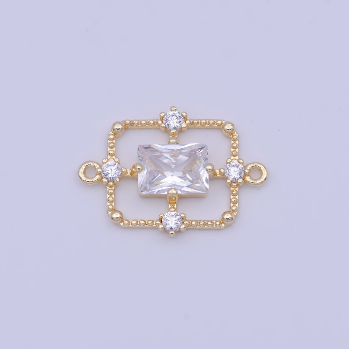 Gold Green / Clear Baguette CZ Charm Connector Geometric Rectangle Link Connector Supply G-562 G-563 - DLUXCA