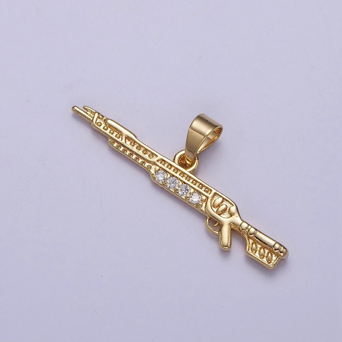 Gold Gun Charm Rifle Pendant, Shotgun Charm Jewelry Supply J-436 - DLUXCA
