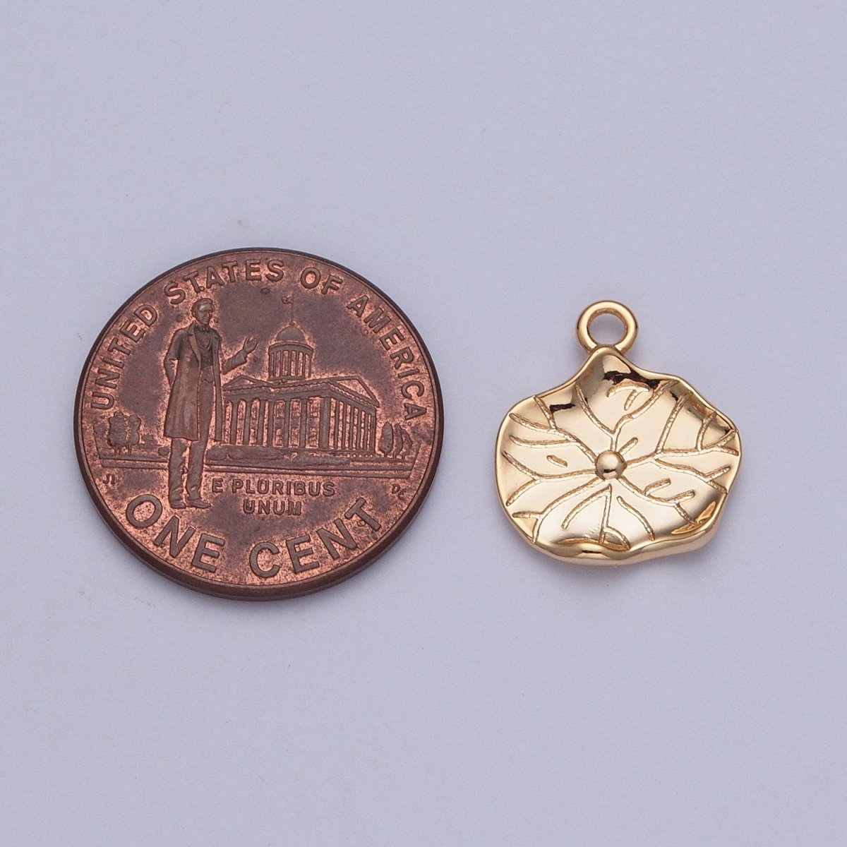 Gold Hammered Lily Pad Leaf Nature Charm Jewelry Making Component | X-200 - DLUXCA